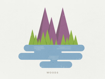 Woods illustration lake mountains simple trees