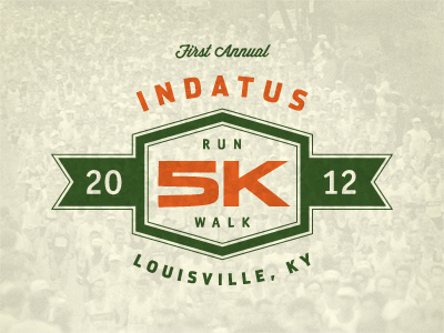 5K Logo 5k crest green indatus logo orange robby davis run texture typography walk