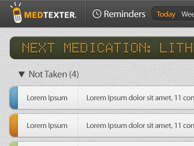 An app to send medication reminders css3 digital display medicine meds pattern reminders smooth subtle texture