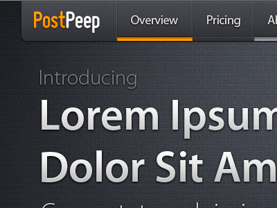 PostPeep css3 dark navbar pattern texture video webapp