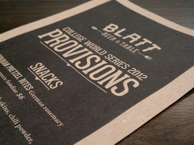 Blatt's Menu blatt geared slab menu print