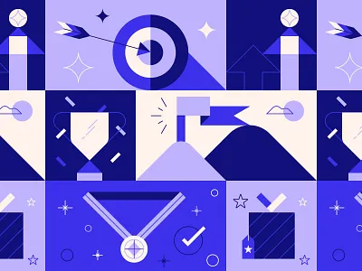 Goal Getter achieve bold design geometric goals illustration minimal shapes vector