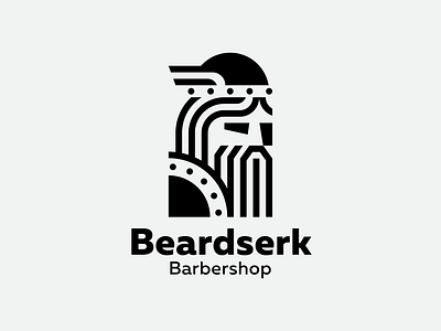 Beardserk barbershop beard berserk branding brutal clean design face geometric hair logo nordic portrait viking warrior