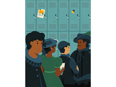 Taken to School adobe blue costume drama editorialillustration halftine illustration illustrator locker magazine muti school stage texture theatre vector