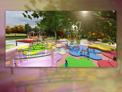 Children's playground in a section of Central Park 3d