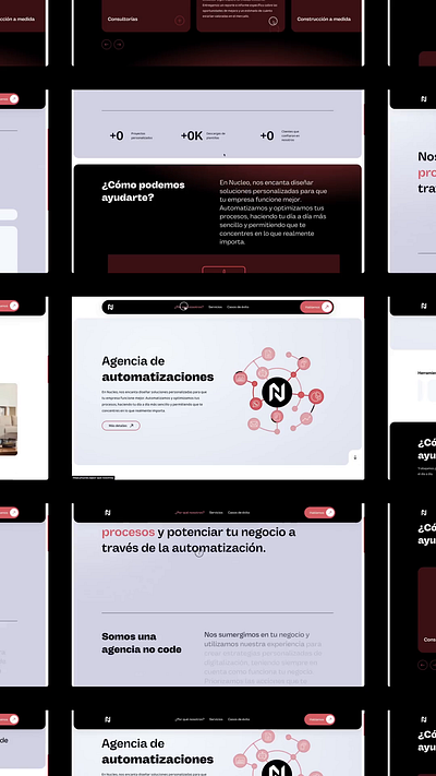 Nucleo Lab - Automation agency agency animation automation black design elementor figma graphic design make motion graphics portfolio red ui uiux ux web webdesign webpage wordpress zapier