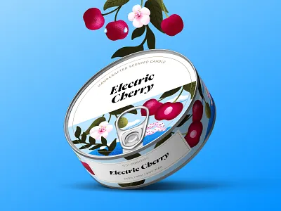 Electric Cherry blossom branding can candle cherry design illustration label label design packaging rabbit soy spring