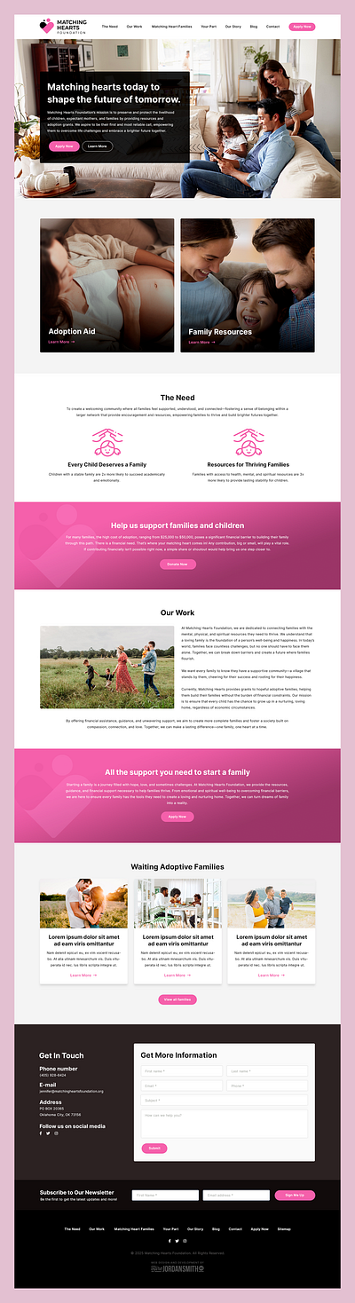 Matching Hearts Foundation // Web Design adoption children family foundation mother non profit web design