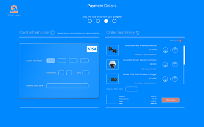 Payment screen for Tech Gadget Company gadget payment shopping shoppingcart tech ui ux