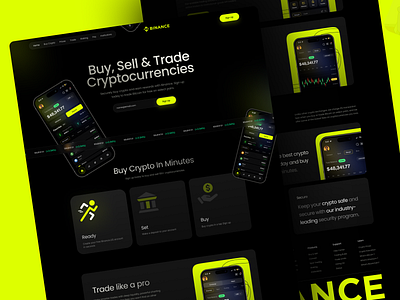 Crypto Landing Page Design - Binance crypto crypto landing page crypto web design crypto web site crypto website landing page landing page design page design ui uix web design website