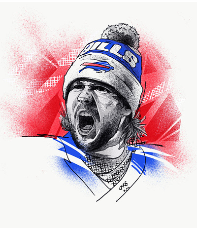 Josh Allen, Bill QB digital illustration football illustration joshallen nfl portrait sports