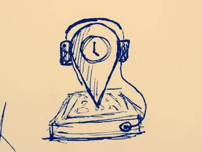 Fpt Sketch clock headphones location mobile music sketch smartphone time