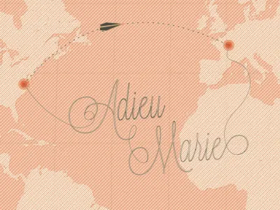 Adieu Marie farewell going away card maps typography
