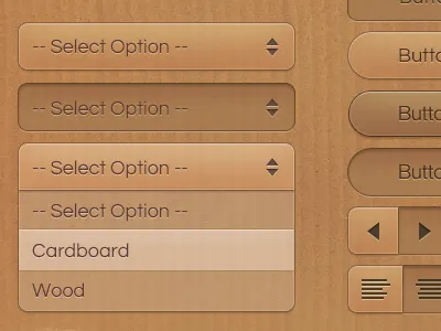 Cardboard UI Set buttons cardboard switches tabs texture ui ui set