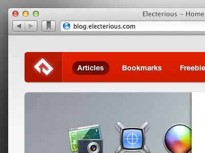 Electerious Blog blog header menu pixelmator red typography website