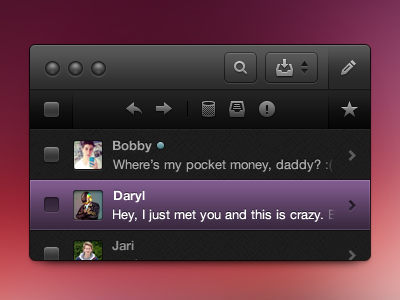 Mini Mail app dark desktop glyphs icons mail mini os x purple ui ux