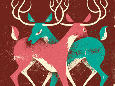 Deer Fight animals antler buck deer distress fight illustration nature texture