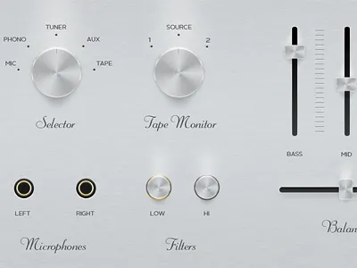 Marantz Amplifier amp amplifier glow knobs reflection silver slider stereo texture