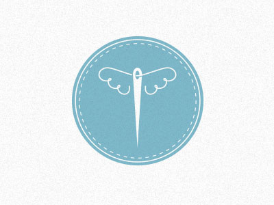 Flying Stitches Logo branding embroidery identity needle thread wings