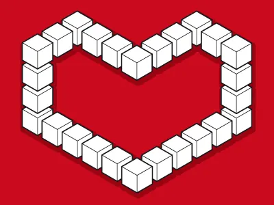 Heart cube heart illusion love optical red
