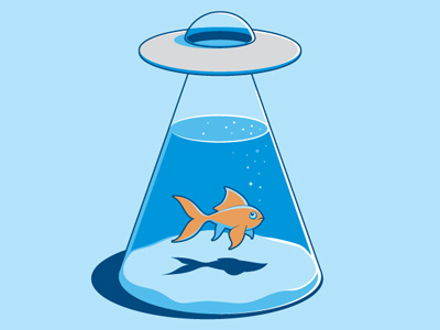 Goldfish UFO fish bowl glenn jones glennz illustration illustrator ufo vector