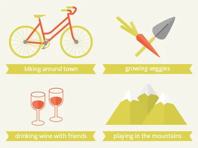 Hobbies bike gardening hobbies illustration mountain wine