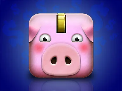 Pink Blushed Pig Icon animal app. ios blushed coin farm finance icon my pig piggy pink