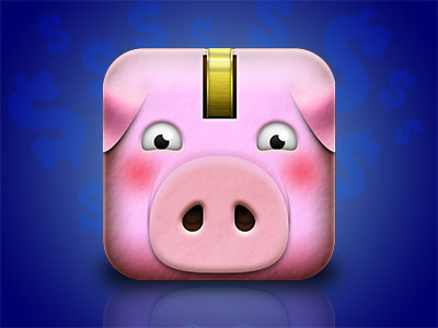 Pink Blushed Pig Icon animal app. ios blushed coin farm finance icon my pig piggy pink