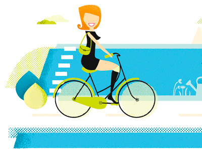 Step one: Get on your bike digital illustration vector