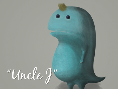 Little monster 3d blue design draw monster shade uncle