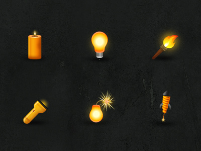 Game Item Icons app application bulb candle electric torch firework fireworks game icon lamp level light lightbomb torch