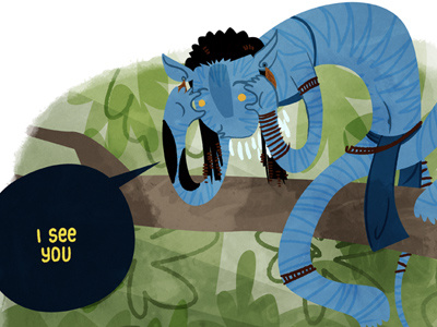 I see you avatar blue character forrest green illustration movie navi neytiri