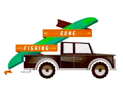 My Saturday Morning fishing icon illustration love nature outdoors vintage