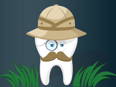 Dentist Hunter Site Character custom illustration dentist logo design tooth