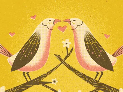 Love Birds holiday illustration valentines