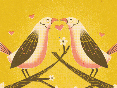 Love Birds holiday illustration valentines