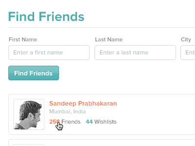 Find Friends button clean form proxima teal ui user interface white