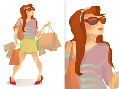 Shoping_woman_3 character graphic illustration shoping woman