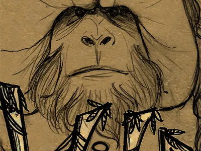 Wild drawing jungle monkey nature typography