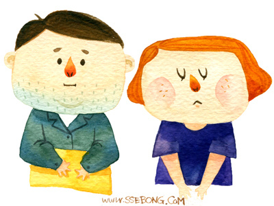 Man and Woman character ssebong watercolor