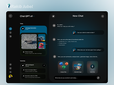 ChatGPT Interface: Intuitive and Optimized for Multitasking ai artificial intelligence chatgpt dashboard figma graphic design landingpage openai prototyping saas ui user experience user interface ux web3.0 wireframe