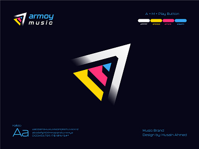 Film, Entertainment - Armoy Music Industry Logo Design a letter logo abstract logo am leter logo am play button logo am symnbol logo armoy music logo audio disco party logo entertainment logo film logo lasthusain letter logo logo logo music m letter logo media logo movie logo music brand logo music notes play button logo