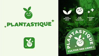 Plantastique logo design branding cute emoji green logotype nature plant