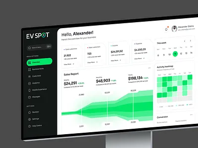 EV Spot - Desktop View app branding car card dashboard design electric ev graph icon illustration logo ui ux