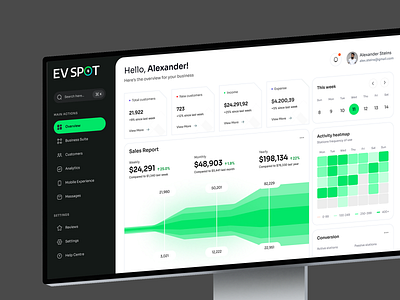 EV Spot - Desktop View app branding car card dashboard design electric ev graph icon illustration logo ui ux