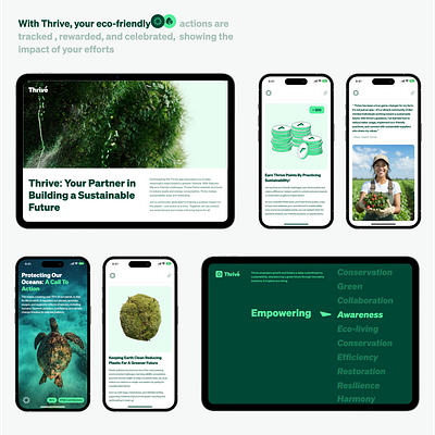 Thrive - Case Study animation app design branding design digitalsustainability ecoinnovation greendesign logo motion graphics sustainableapps ui ui design uxdesign