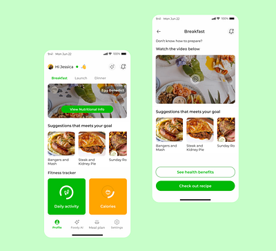 Meal plan/suggestion mobile application ai app application branding design figma foodtech design graphic design high fidelity design interaction design mobile app design mobile design mockup design responsive design ui uiux design