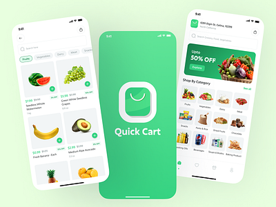 Quick Cart - Grocery Delivery App android branding design ios mobile app product design research ui ux ux design