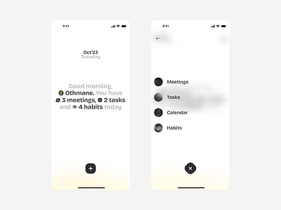 minimalist productivity app android app blur design graphic design interactive ios light menu minimalist mobile ui ux