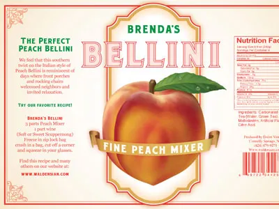 Brenda's Bellini Label bellini fruit label peach